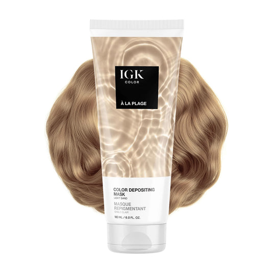 IGK A La Plage | Light Sand Blonde Hair Gloss + Color Depositing Mask | Boost Shine, Enhance Blonde Tones, Refresh Color | Semi Permanent Conditioning Beauty & Personal Care IGK