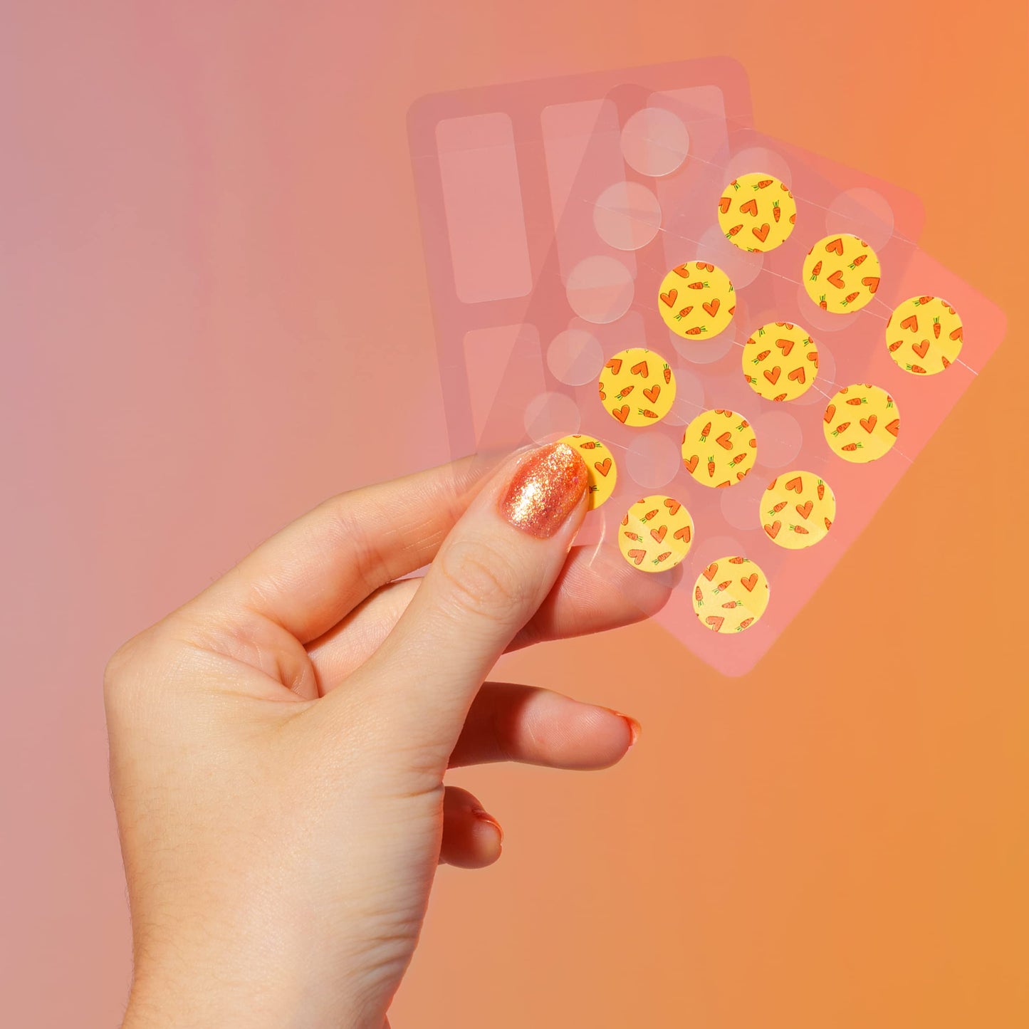 Sweet Chef Carrot Ginger Rescue Blemish Patches - Hydrocolloid Bandages Spot Treatment - 4 Different Shape and Size Pimple Patches with Resurfacing