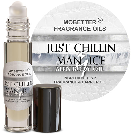 MOBETTER FRAGRANCE OILS Just Chillin Man & Ice Men Cologne Body Oil 1/3 oz roll on Glass Bottle Beauty & Personal Care MOBETTER FRAGRANCE OILS