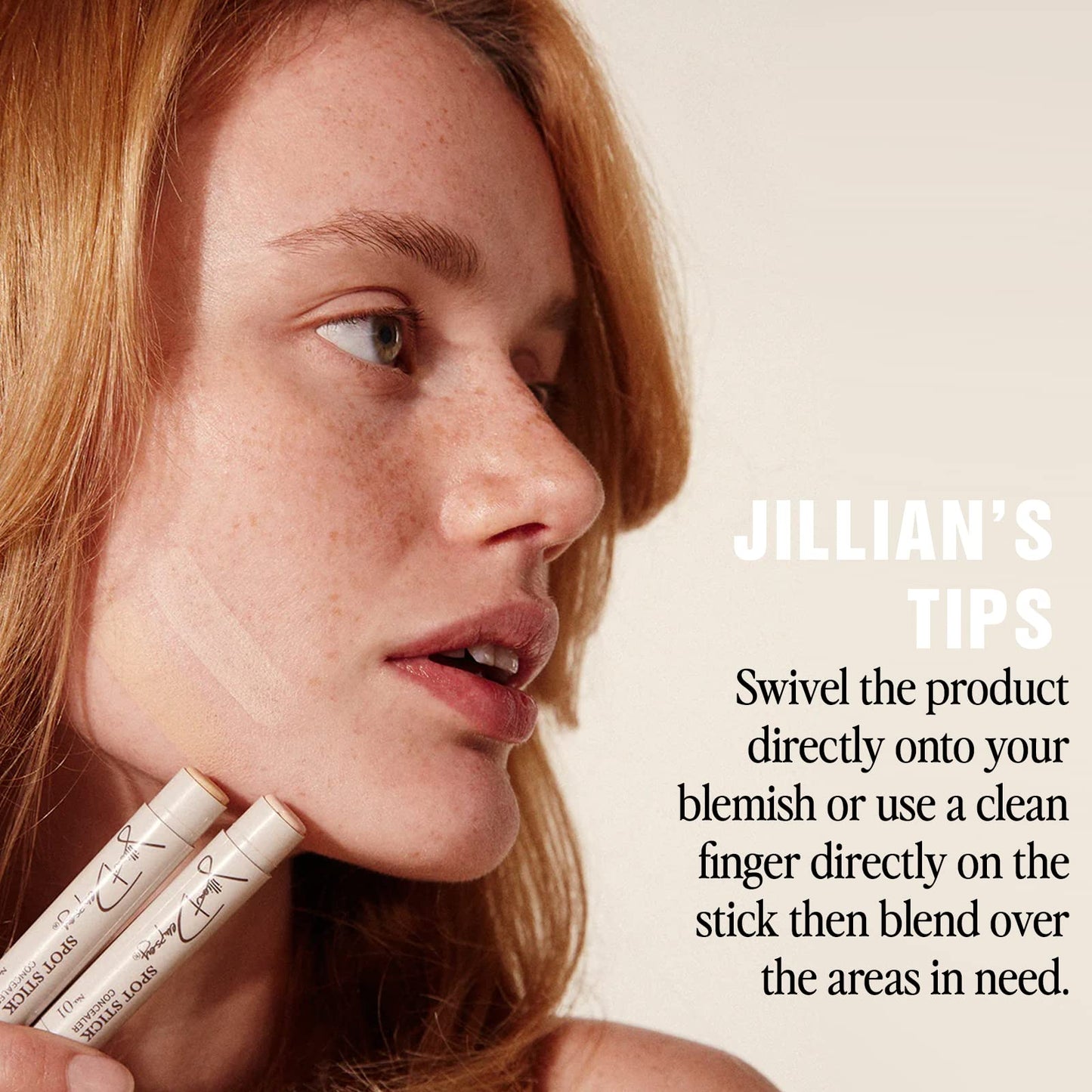 Jillian Dempsey Spot Stick Concealer | Easy Blending Matte Concealer for Blemishes & Uneven Skin Tones | Shade No. 01 Alabaster with Cool Pink