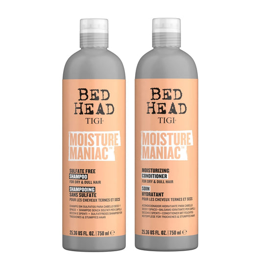 TIGI Bed Head Sulfate Free Shampoo and Conditioner Set for Dry Hair, Moisture Maniac Hair Care with Argan Oil, 25.36 fl oz, 2 Pack