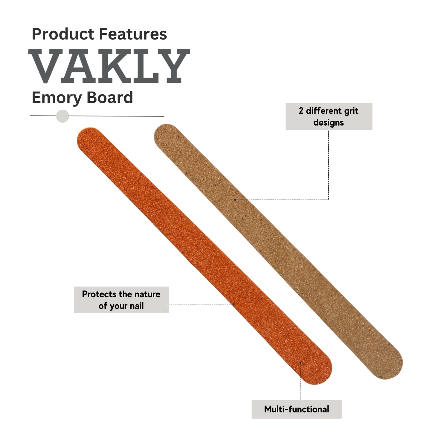 Vakly Professional Nail Files [144 Pack] Emery Boards - Dual Sided 180 Grit Nail Buffering File - Compact Reusable Double Sided Tool for Manicure
