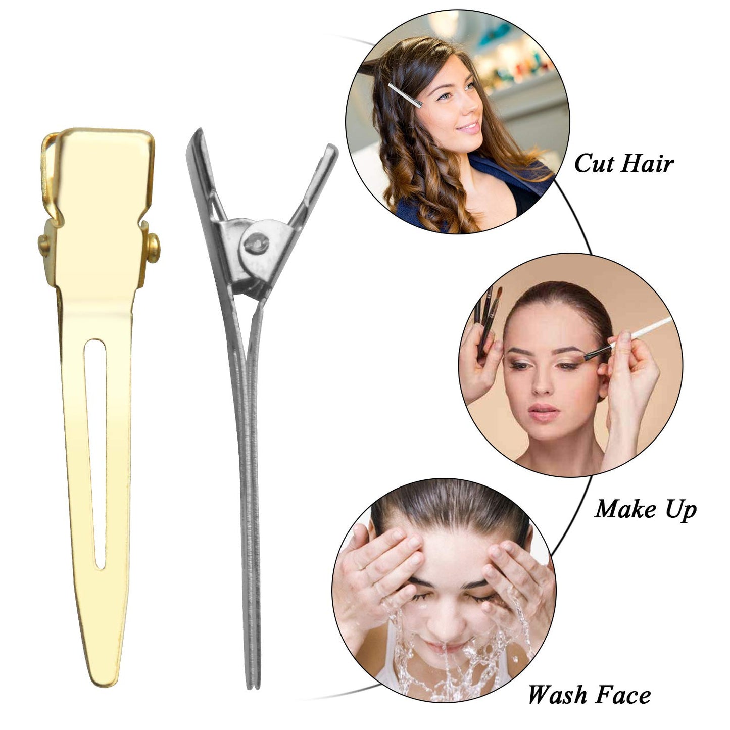 Jdesun 100pcs 1.77 Inches Single Prong Curl Clips Section Clips Metal Alligator Hair Clips Hairpins for Hair Extensions, 2 Colors