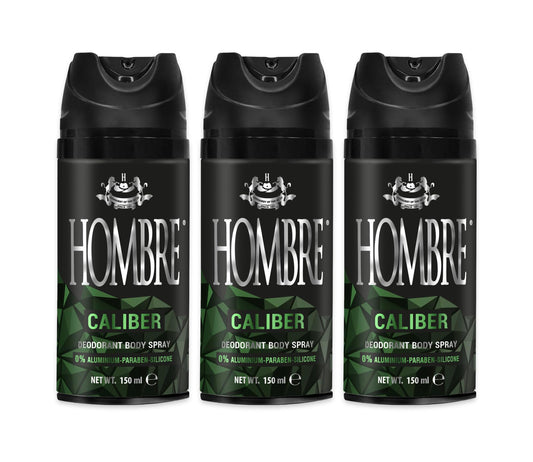 HOMBRE Caliber Spray Deodorant for Men - Aromatic Green Marine Scent - High-Performance Aluminum-Free Deodorant Spray 150 ml (Pack of 3) Beauty and Personal Care HOMBRE