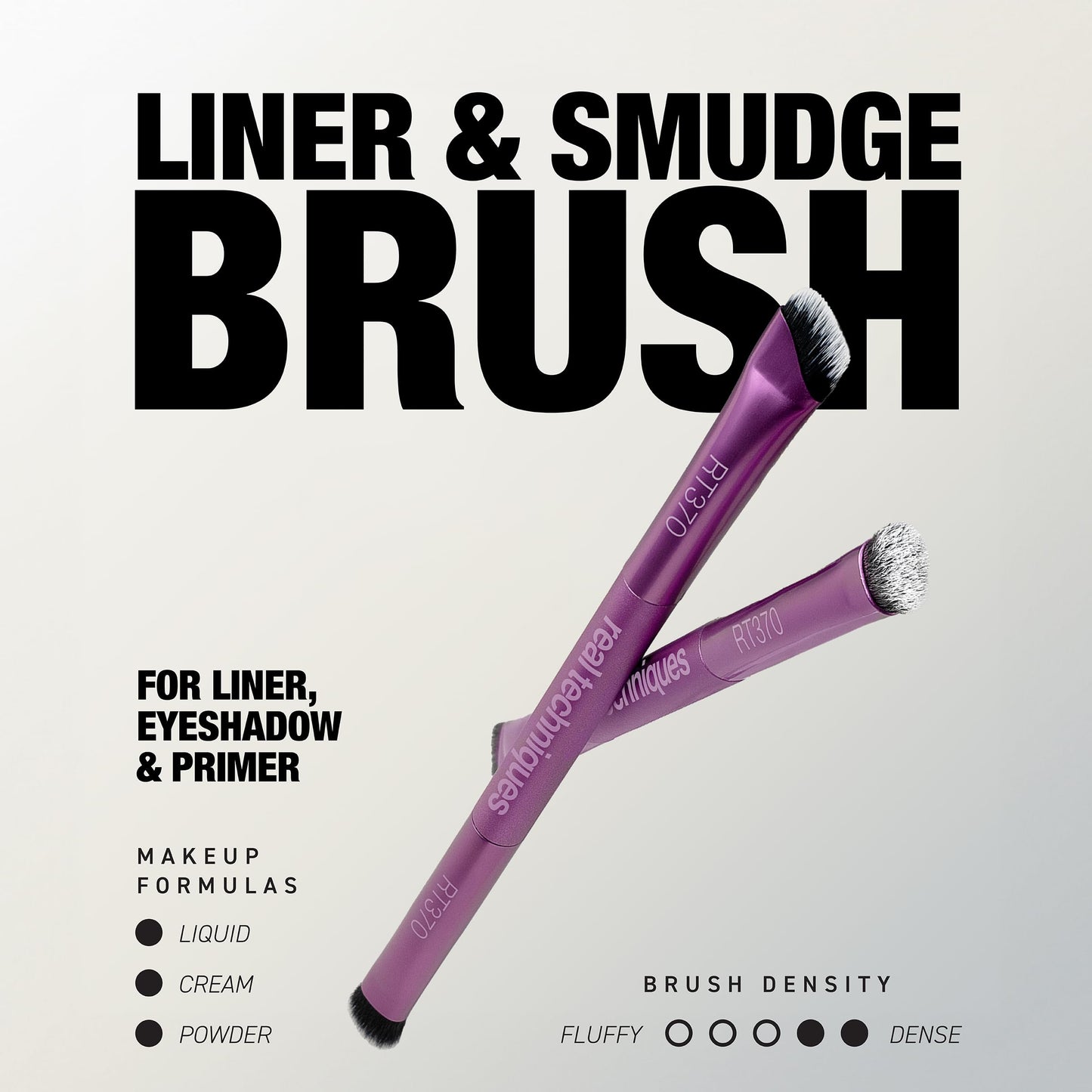 Real Techniques Liner & Smudge Brush, Dual-Ended Eye Brush for Eyeliner, Eyeshadow & Smoky Eye Blending, Precision Detail Makeup Brush with Soft