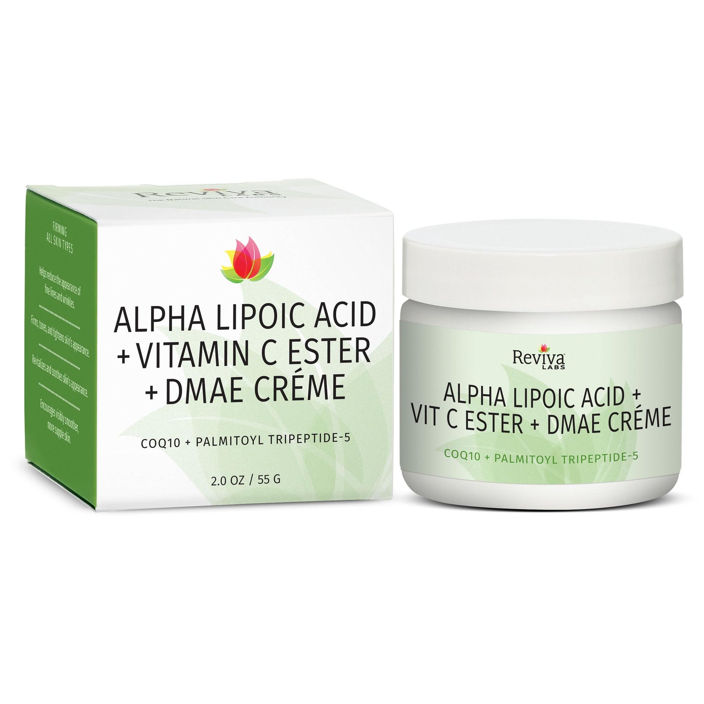 Reviva Labs DMAE Cream with Alpha Lipoic Acid, Vitamin C Ester - DMAE Lift and Firm Cream for Neck and Face - Skin Firming and Moisturizing Cream