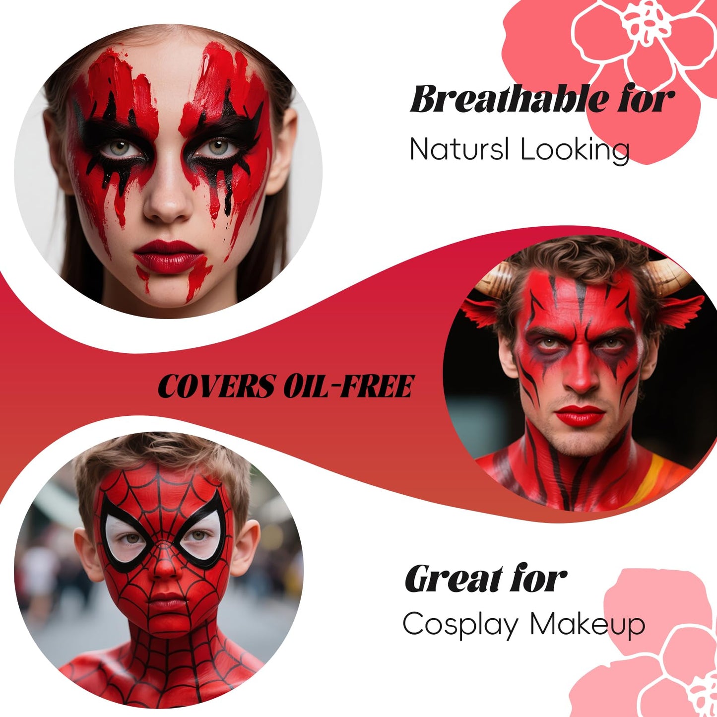 Red face body paintRed Water Based Face Body Paint?Washable Face Paint For Devil Clown Nose Red Body Paint for Halloween SFX Cosplay Costumes