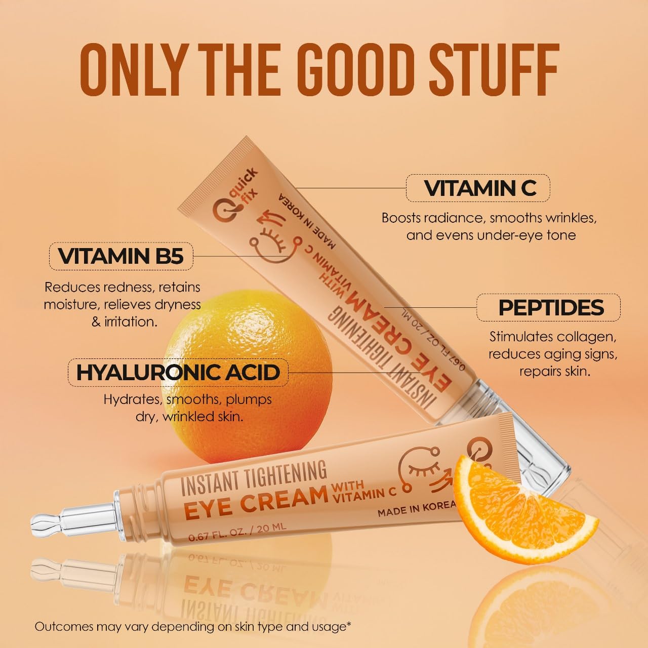 Quick Fix Vitamin C Instant Eye Tightener - Under Eye Cream for Dark Circles, Puffiness & Bags - Dermatologist Tested, Anti-Aging, Korean Skin Care