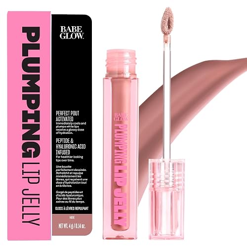 BABE ORIGINAL Plumping Lip Jelly for Fuller Looking Lips | Lip Gloss with Peptides Hyaluronic Acid Plumps & Hydrates Lips | Cruelty-Free, Vegan