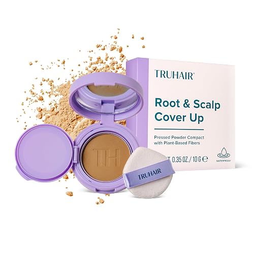 TRUHAIR Root & Scalp Cover Up Pressed Powder Compact, Waterproof, Weightless Hair Coverage & Bald Spot Concealing, Root Touch Up Hair Color for Gray