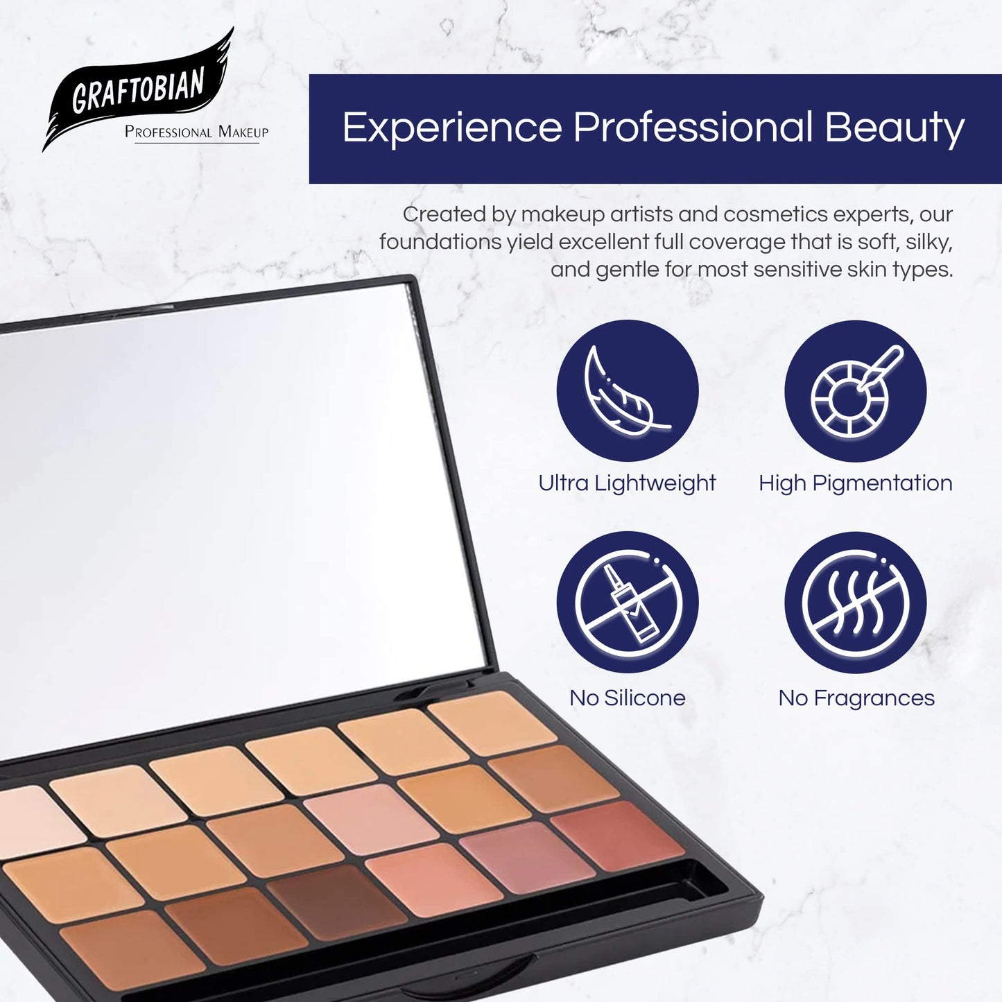 Graftobian HD High-Definition Super Palette - Foundation Palette, Professional Face Cream Palette, Contour & Coverage Face Makeup, Artist Kit