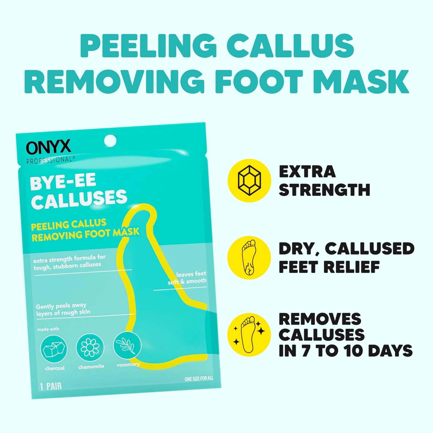 Onyx Professional Foot Peel Mask Callus Remover, 2 pack - Dead Skin Remover, Foot Exfoliator, Cracked Heel Repait, Peeling Callus Removing Foot Mask