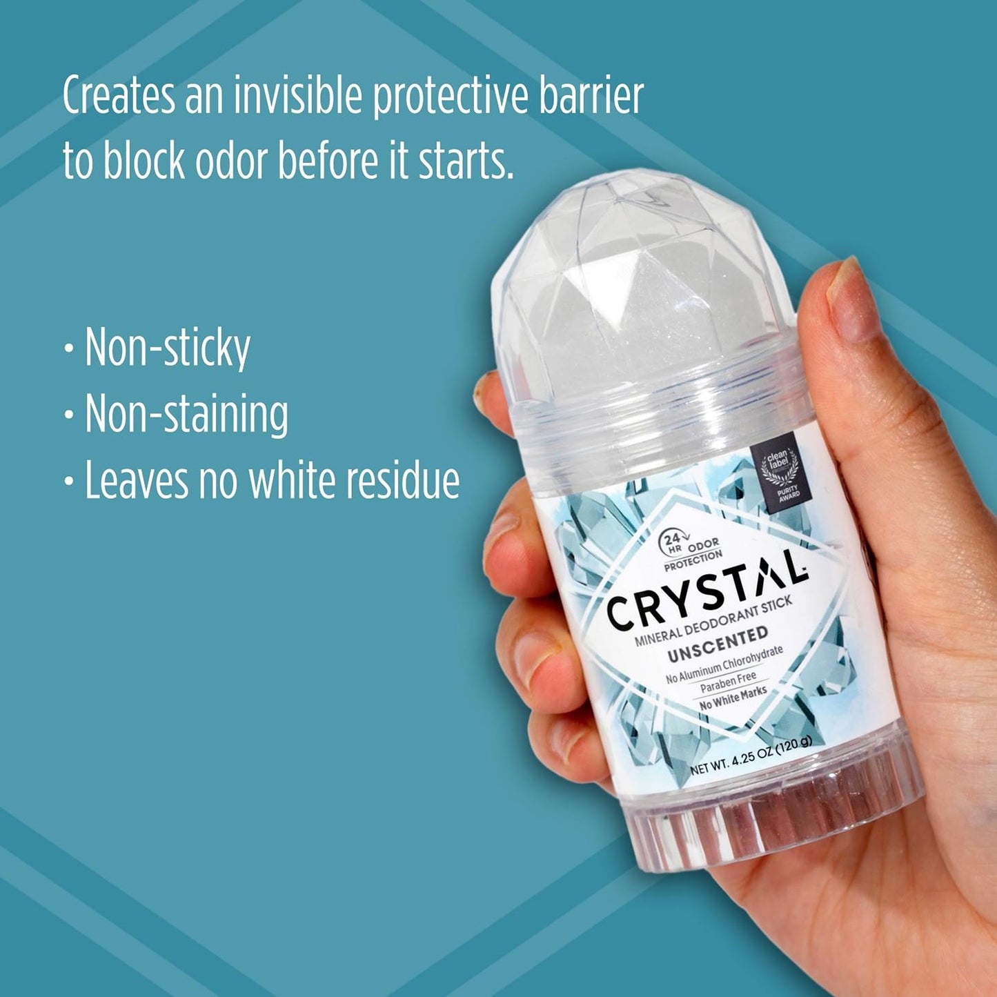 Crystal Mineral Deodorant Stick, Unscented 4.25 oz (Pack of 3) Beauty and Personal Care Crystal Essence