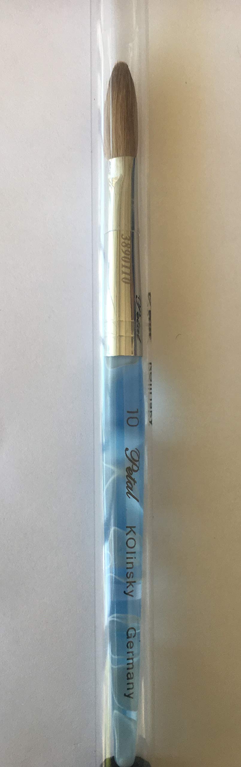Blue Handle CRIMPED 100% Kolinsky Acrylic Nail Brush (Crimped 10) Beauty & Personal Care Blue Handle