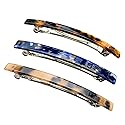 HYFEEL Long French Barrettes for Women Simple Classic Acrylic Resin Hair Clips Tortoise Shell Skinny Large 4 inch No-slip Grip Automatic Clasp Clamp