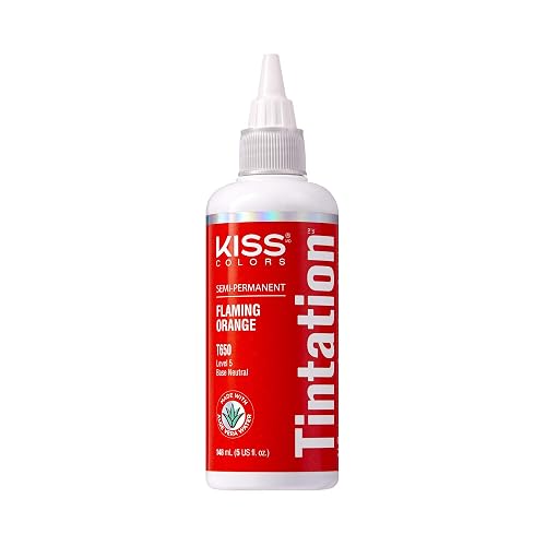 Red by Kiss Tintation Semi-Permanent Hair Color, Aloe Vera Water Based, Argan Oil, Olive Oil, Collagen & Keratin, Long-Lasting Color Dye (Flaming