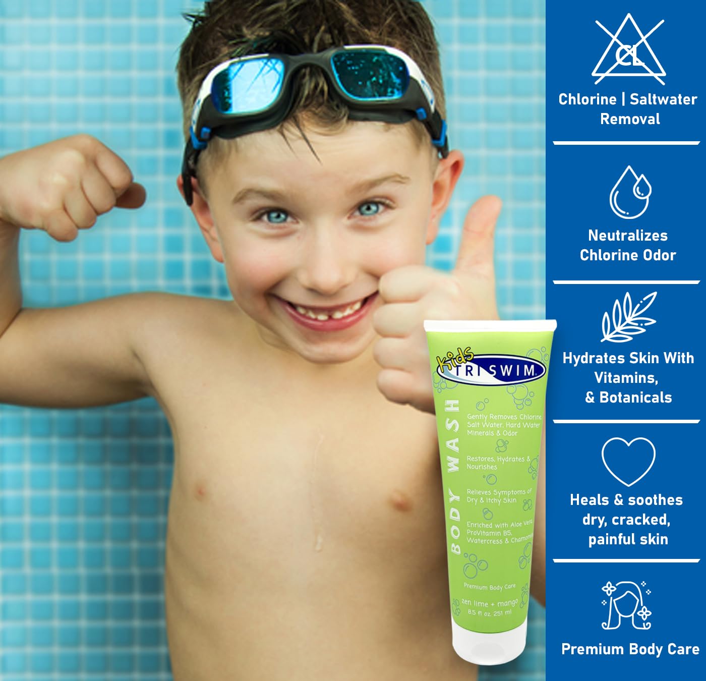 Triswim Kids Scented Body Wash After Swimmer Skincare, Chlorine Removal, Soothes and Moisturizes Skin, Relieves Symptoms Eczema & Dry Skin