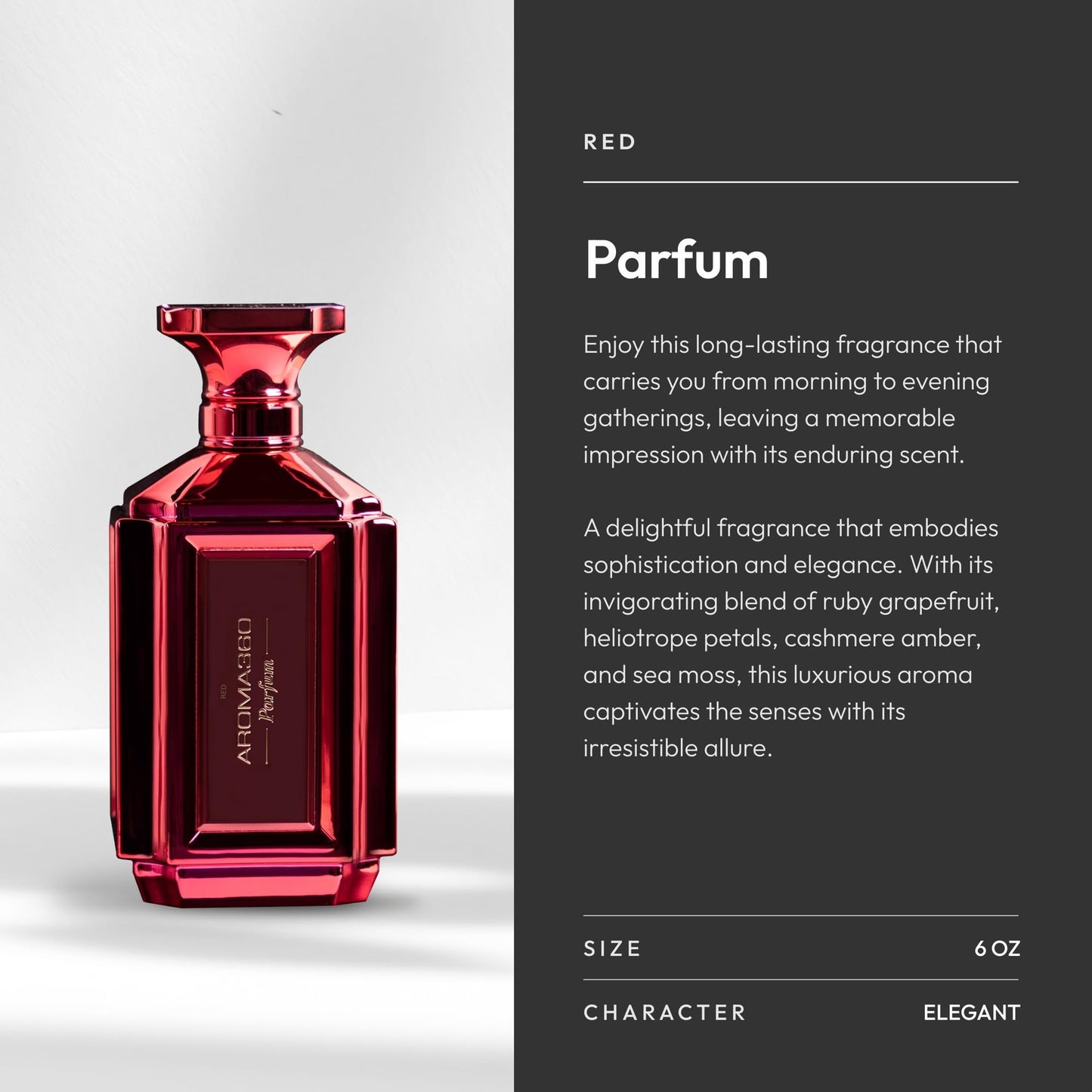 Aroma360 Women's Perfume - Luxurious Fragrance - Notes of Grapefruit, Amber, Peppercorn & Sea Moss - Red, 50mL/1.7 fl oz