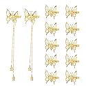 ONCHSH 3D Moving Butterfly Hair Clips,Metal Butterfly Hairpins Bride Wedding Head Pieces Hair Accessories for Women Girls (Gold)