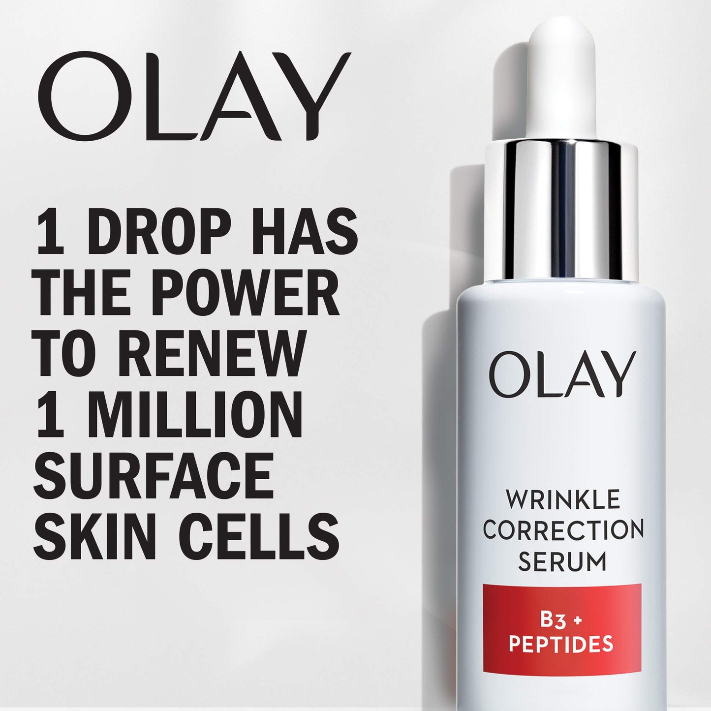 Olay Collagen Peptides Wrinkle Correction Serum, 1.3 Fl Oz + Whip Face Moisturizer Travel/Trial Size Bundle