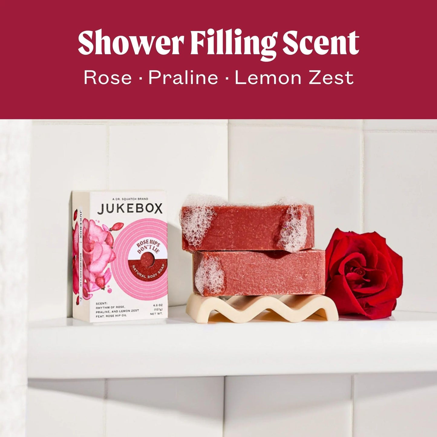 JUKEBOX Soap,Rose Hips Don't Lie Scent, Natural Bar Soap for Women, Cold Process, Bath Soap with No Harmful Ingredients, Created for All Skin Types
