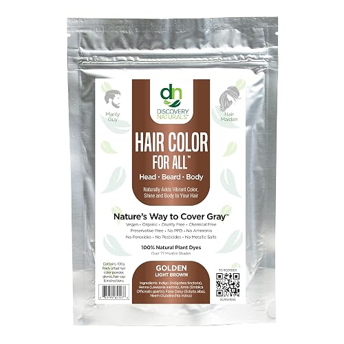 Golden Light Brown Henna Hair Color For All Kit | 100% All Natural Hair Dye & Beard Dye Powder Kit Organic, Herbal & Vegan Chemical & Cruelty Free