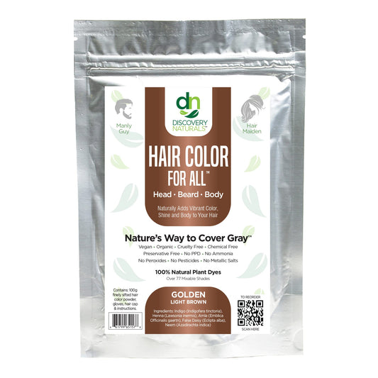 Golden Light Brown Henna Hair Color For All Kit | 100% All Natural Hair Dye & Beard Dye Powder Kit Organic, Herbal & Vegan Chemical & Cruelty Free Beauty & Personal Care Discovery Naturals