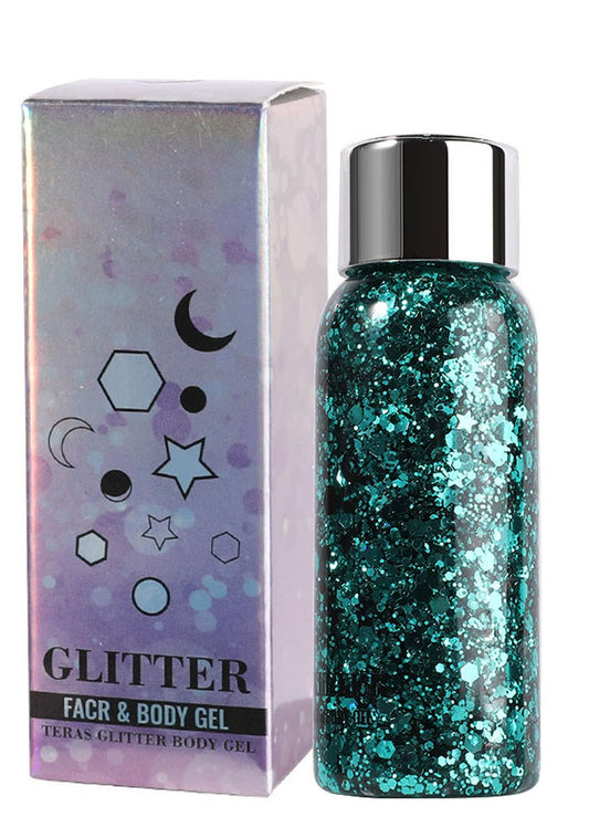 JUDEWY Body Glitter Gel, Face Glitter Body Glitter Glitter Liquid Eyeshadow, Face Hair Nail Glitter, Holographic Makeup Festival Glitter Makeup (05)