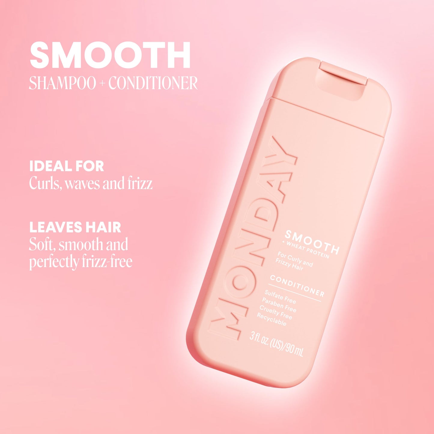 MONDAY Haircare SMOOTH Shampoo + Conditioner with Wheat Protein & Avocado Oil for Frizz-Prone Hair 90 mL (Dual Set)