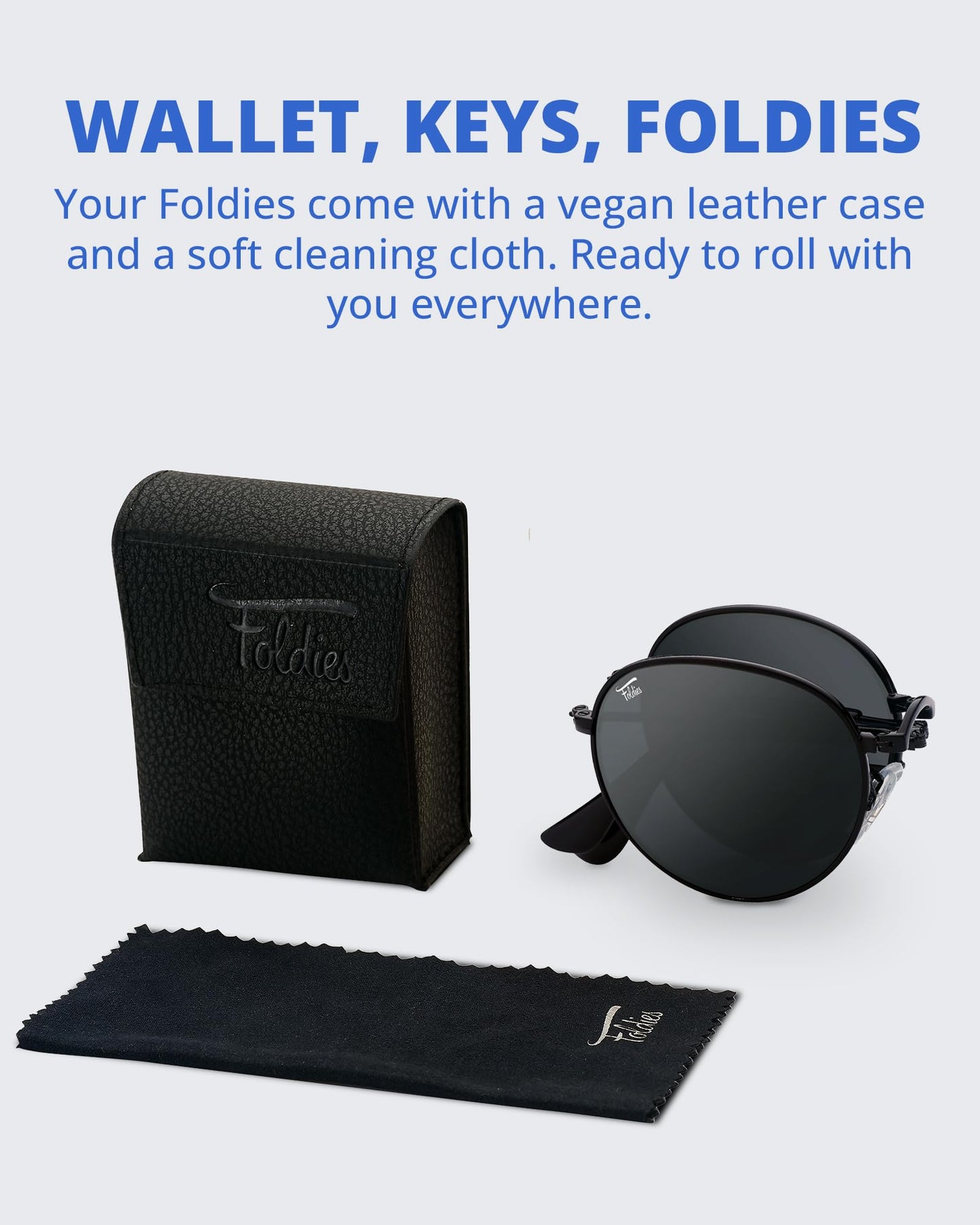 Round Folding Sunglasses Polarized, UV400, UVA, UVB Protection for Men Women, Folding Sunglasses Leather Case