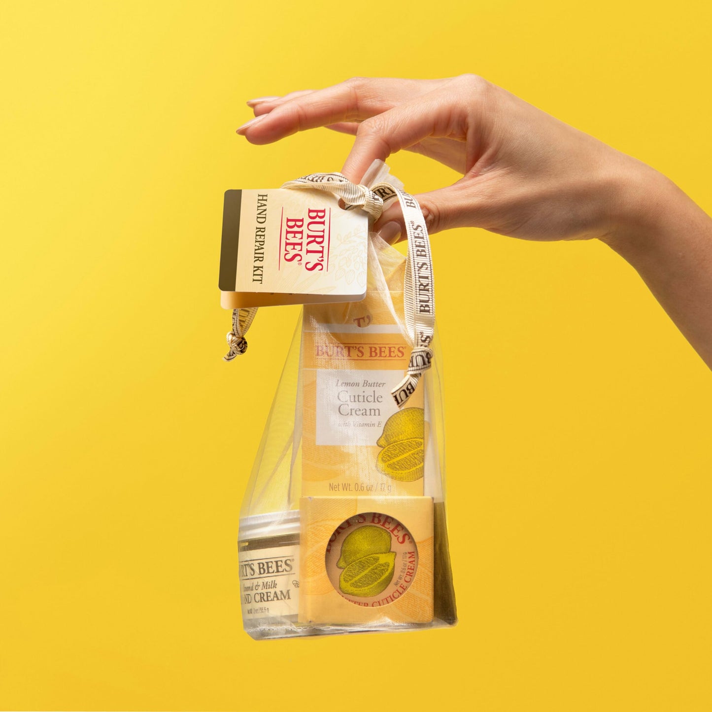 Burt's Bees Hand Repair Set, Almond Milk Hand Cream, Lemon Butter Cuticle Cream, Shea Butter Repair plus Cotton Gloves, Perfect for a Skin Care Beauty and Personal Care Burt's Bees