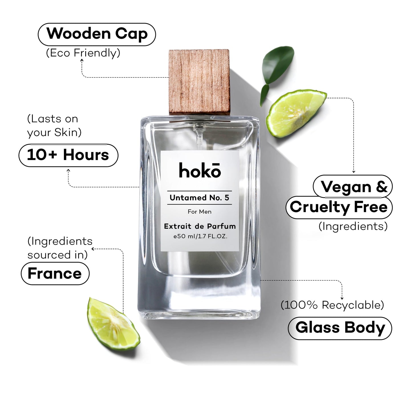 HOKO Untamed No. 5 - Spicy Bergamot, Pepper & Musk | Extrait de Parfum, 1.7 Oz | Long-Lasting Inspired Mens Cologne | Luxury Perfume