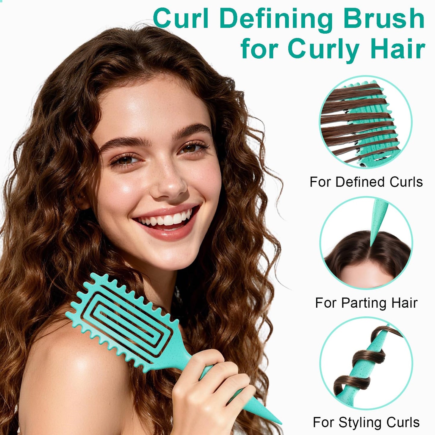Curly Hair Brush, Curl Defining Brush with Soft Boar Bristles Detangling Tangled Glides, Wide-Teeth Design Effortlessly Shaping & Defining Curls Beauty and Personal Care Weldilgit