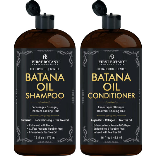 Batana Oil Shampoo and Conditioner - Fights Hair Loss, Promotes Hair Growth, Fights Dandruff, Lice & Itchy Scalp - for Men and Women Sulfate Free - 16