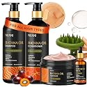 Nuani Batana Oil Shampoo and Conditioner Set (16 fl oz / 470 ml) with Rosemary & Caffeine | Includes Deep Mask, Hair Oil & Silicone Scalp Massager |