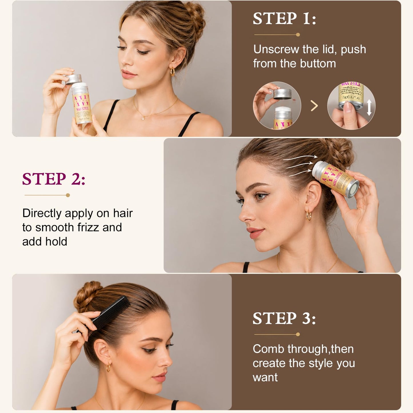 Hair Wax Stick, Wax Stick for Hair Flyaways Kids & Women Hair Accessories for Women Girls Hair Bun Maker for Kids Hair Slick Stick Baby Hair Gel Stick Beauty and Personal Care JimysCo