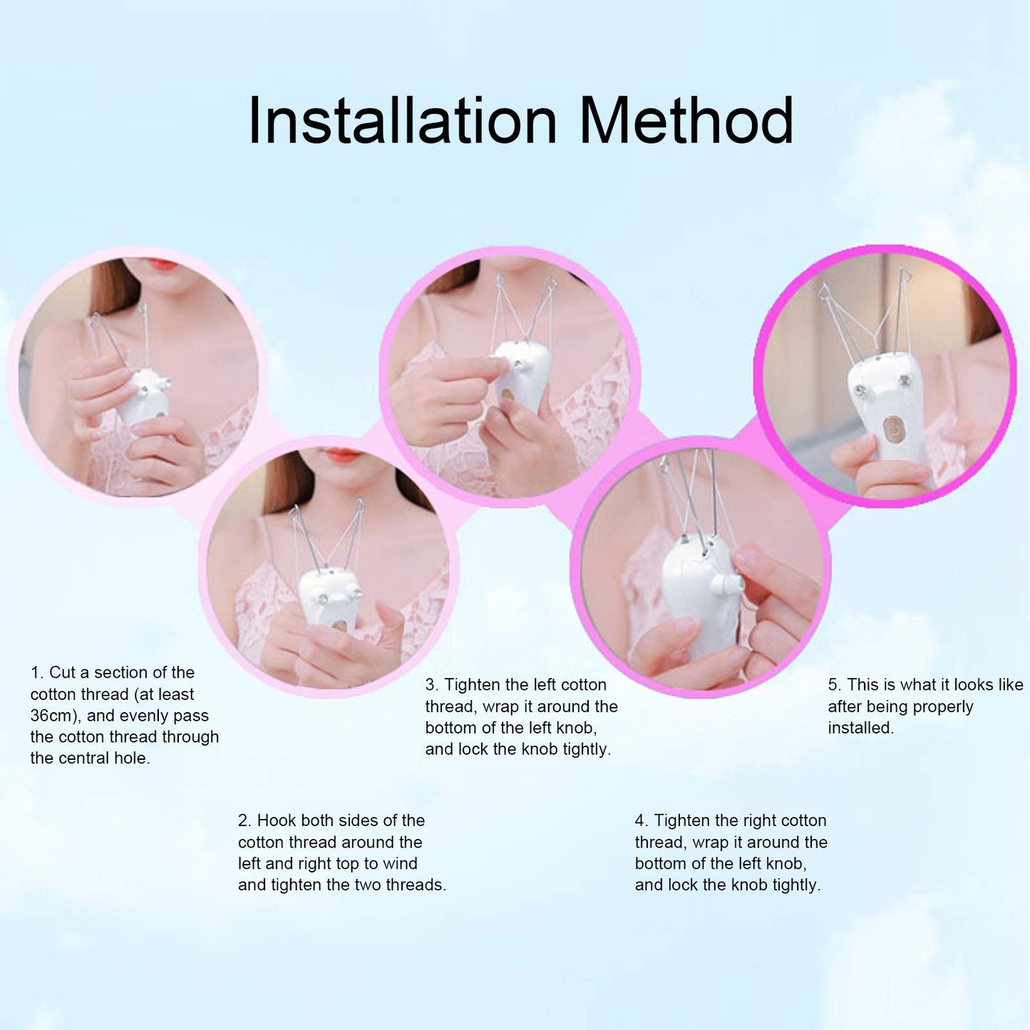 Sunicon Facial Threading Hair Removal, USB Rechargeable Electric Women Cordless Facial Threading Epilator Ladies Beauty Epilator Trimmer Cotton Beauty and Personal Care Sunicon