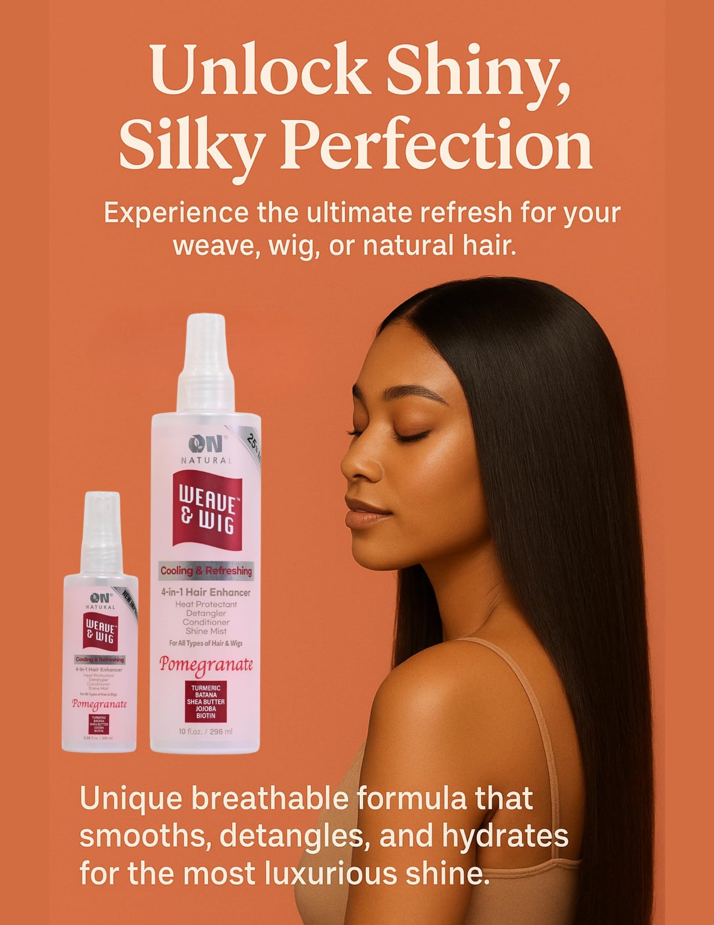 On Natural Weave & Wig 4-in-1 Hair Enhancer For All Hair Texture [Pomegranate] 3.4 OZ