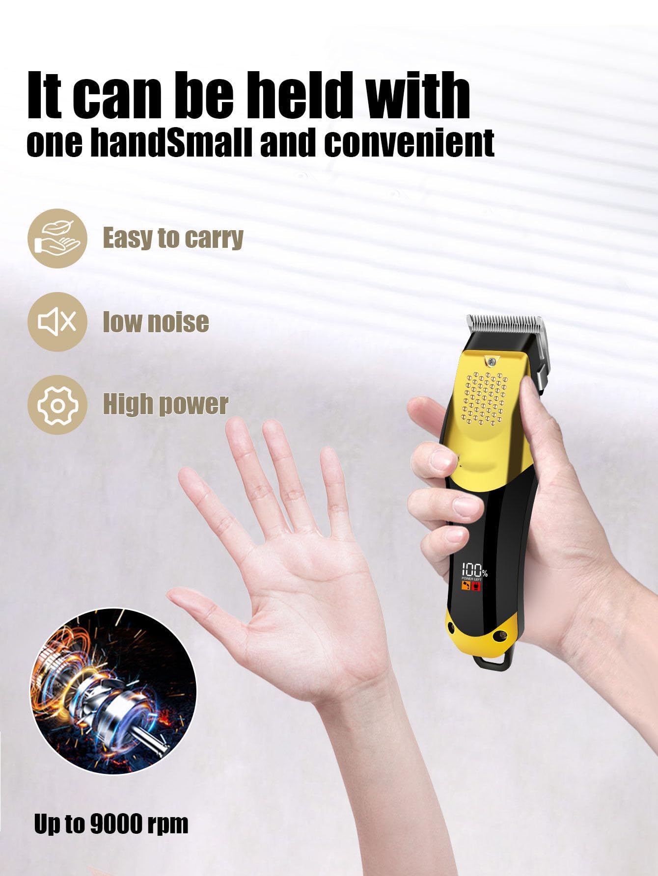 QDKVTNDJZ Professional Hair Clippers for Men - 9000RPM Brush Motor & Stainless Steel Blades, Barber-Grade Cordless Clippers & Trimmer Set for Fade Beauty and Personal Care QDKVTNDJZ