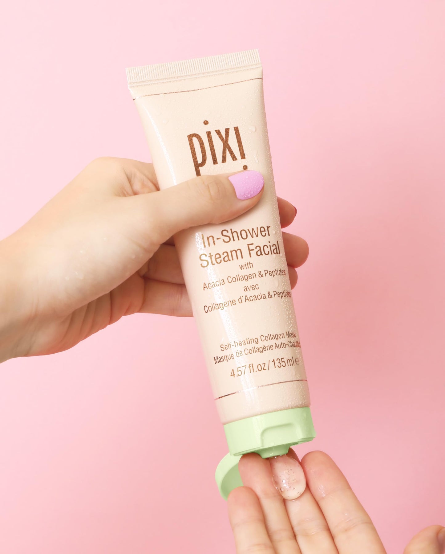 Pixi In-Shower Steam Facial | Gel-to Oil Cleanser for Radiant Skin | Deeply Nourishes, Softens & Tones | Self-heating for Use in Shower or Bath | 4.6