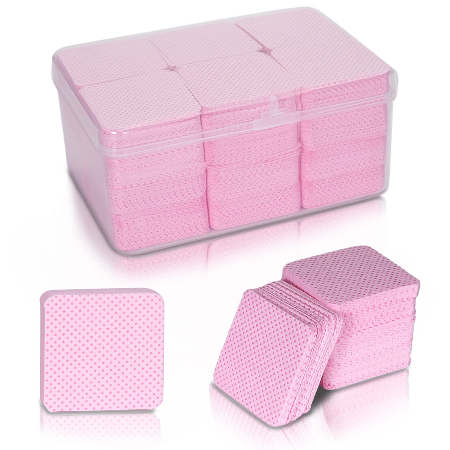 Bcowos Pink Lint Free Nail Wipes with Storage Case- 1080PCS Super Absorbent Nail Polish Remover Pads- Disposable Lint Free Wipes for Nail Polish