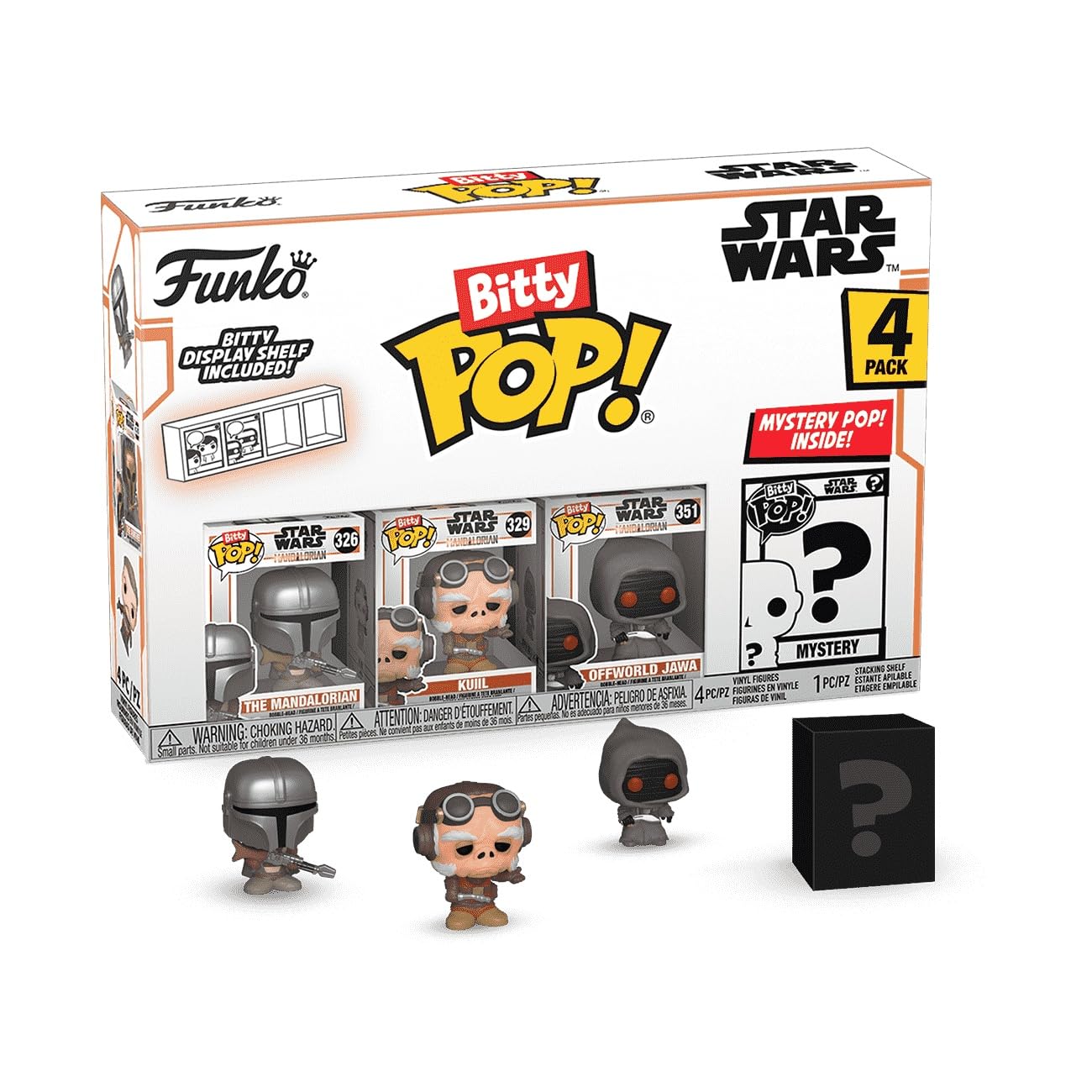 Funko Bitty POP! Mandalorian 4 Pack - The Mandalorian, Bitty POP! Kuiil, Bitty POP! Offworld Jawa, and a Mystery Bitty POP! Figure and A Surprise…