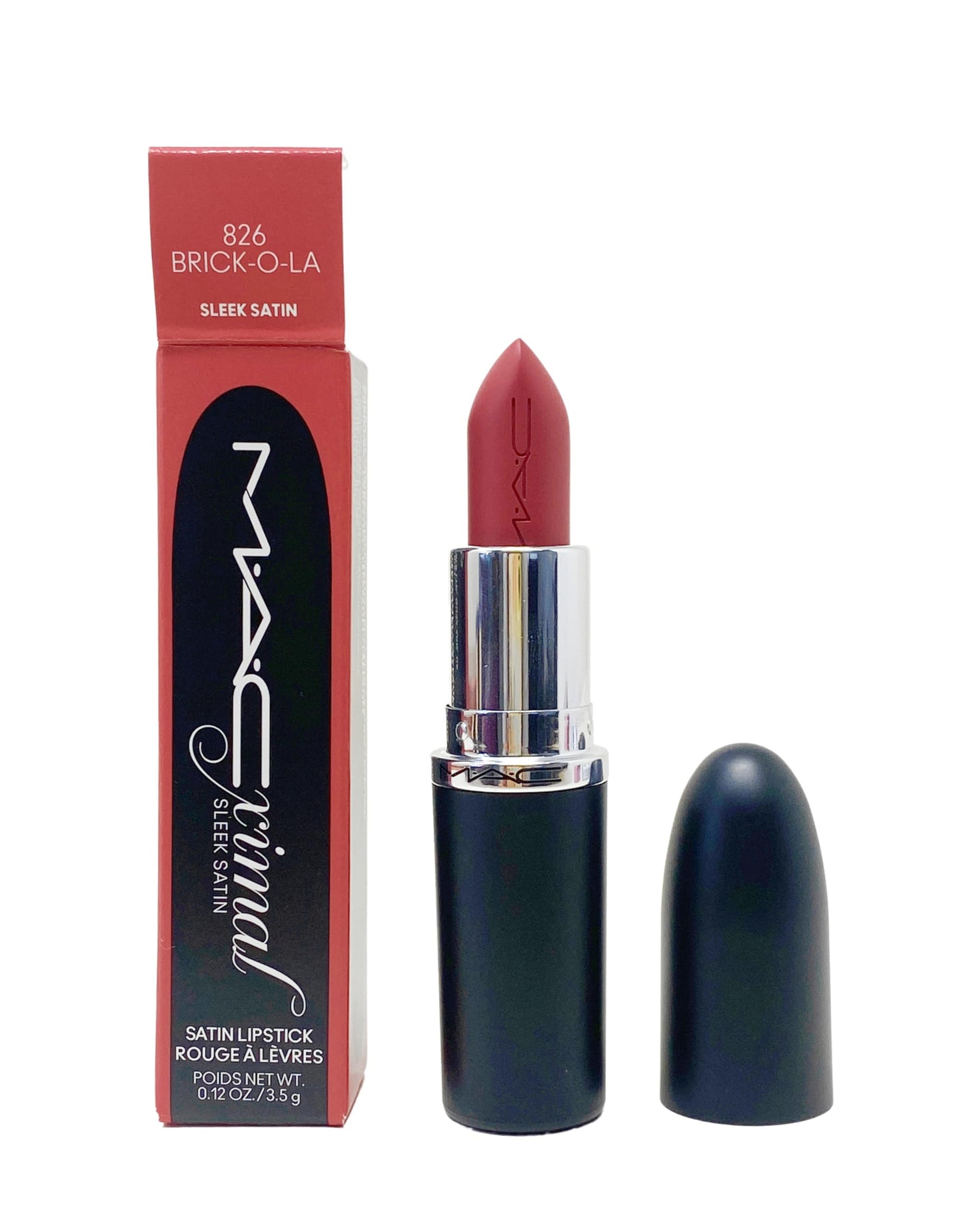 MAC Cosmetics Ximal Sleek Satin Lipstick - 826 Brick-O-La (Warm dusty rose) 0.12 Oz / 3.5 g