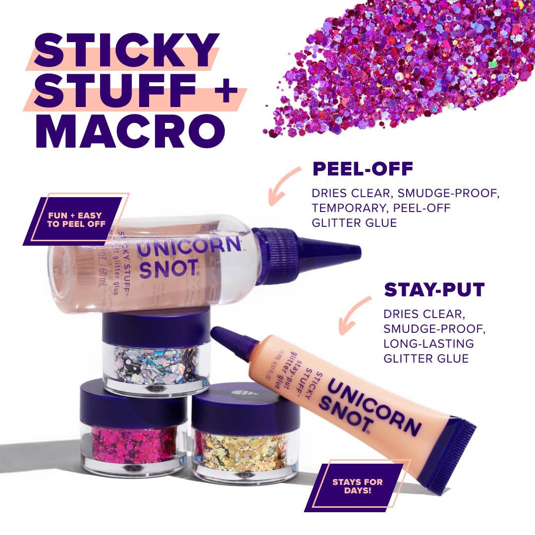 UNICORN SNOT Macro Face & Body Glitter | Cosmetic Grade Large-Particle Loose Glitter | Safe for Face, Easy Application & Removal - Zinnia (Pink)