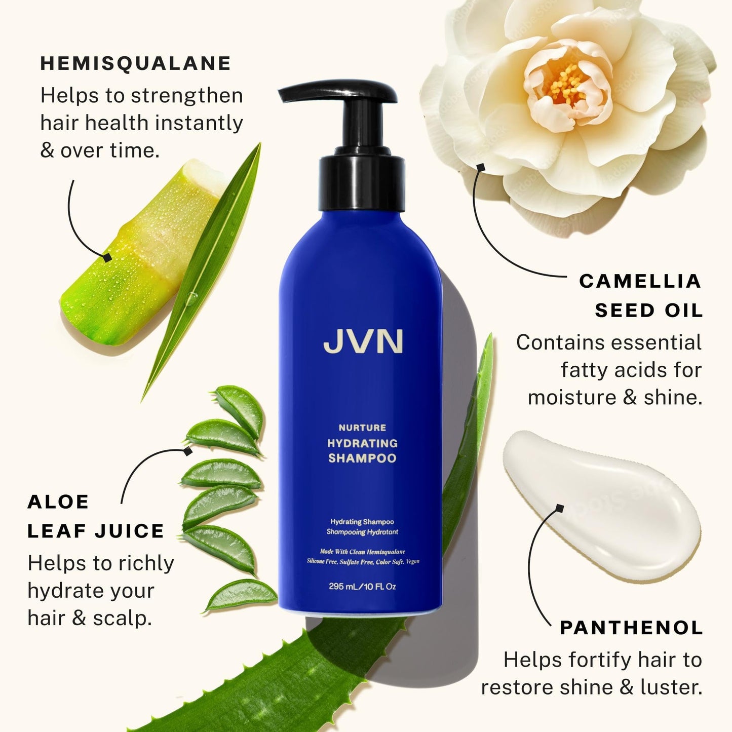 JVN Nurture Hydrating Shampoo and Conditioner Set, 20 Fl Oz, Detangles & Softens Hair, Moisture and Deeply Nourishing, Color Safe Hair Care for Women