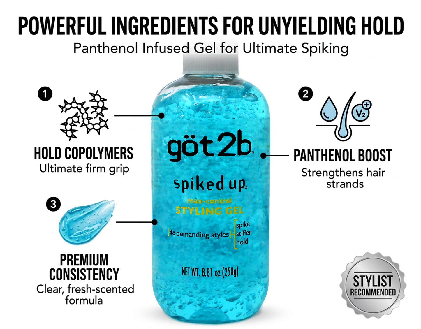 Schwarzkopf Got2b Spiked-Up 4 Demanding Styles Max-Control Styling Gel