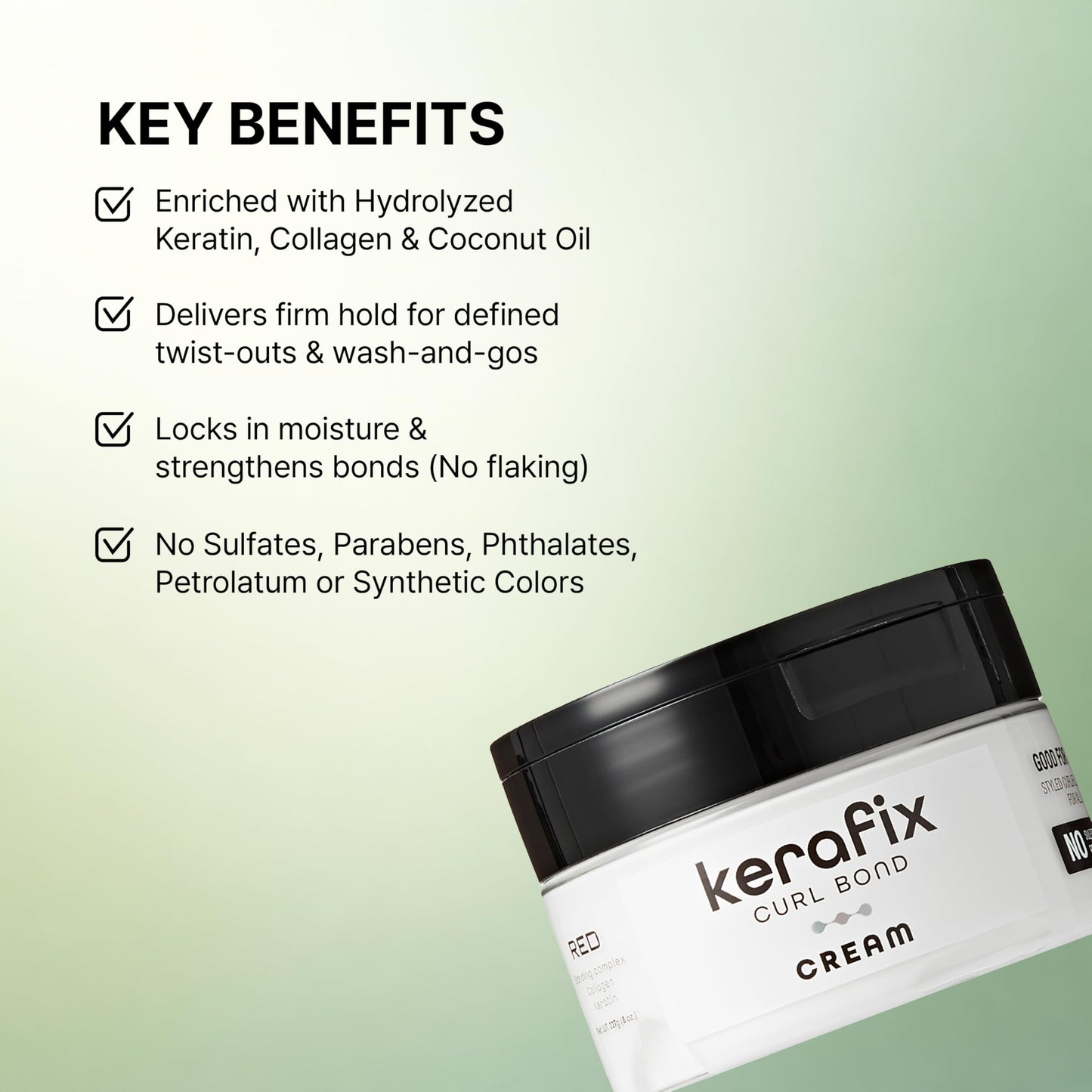 Red by Kiss Kerafix Curl Bond Cream (8 Oz), Curl Defining Cream for Curly Hair & All Textures, Anti-Frizz Bond Repair Enhance Shape, Boost Shine