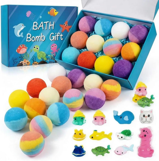 2026 New Natural Bath Bombs for Kids with Mega Bubbles & Surprise Inside, 12/24 Pack Natural Colorful Bubble Fizzies with Toys Inside, Easter Basket Beauty and Personal Care marouen