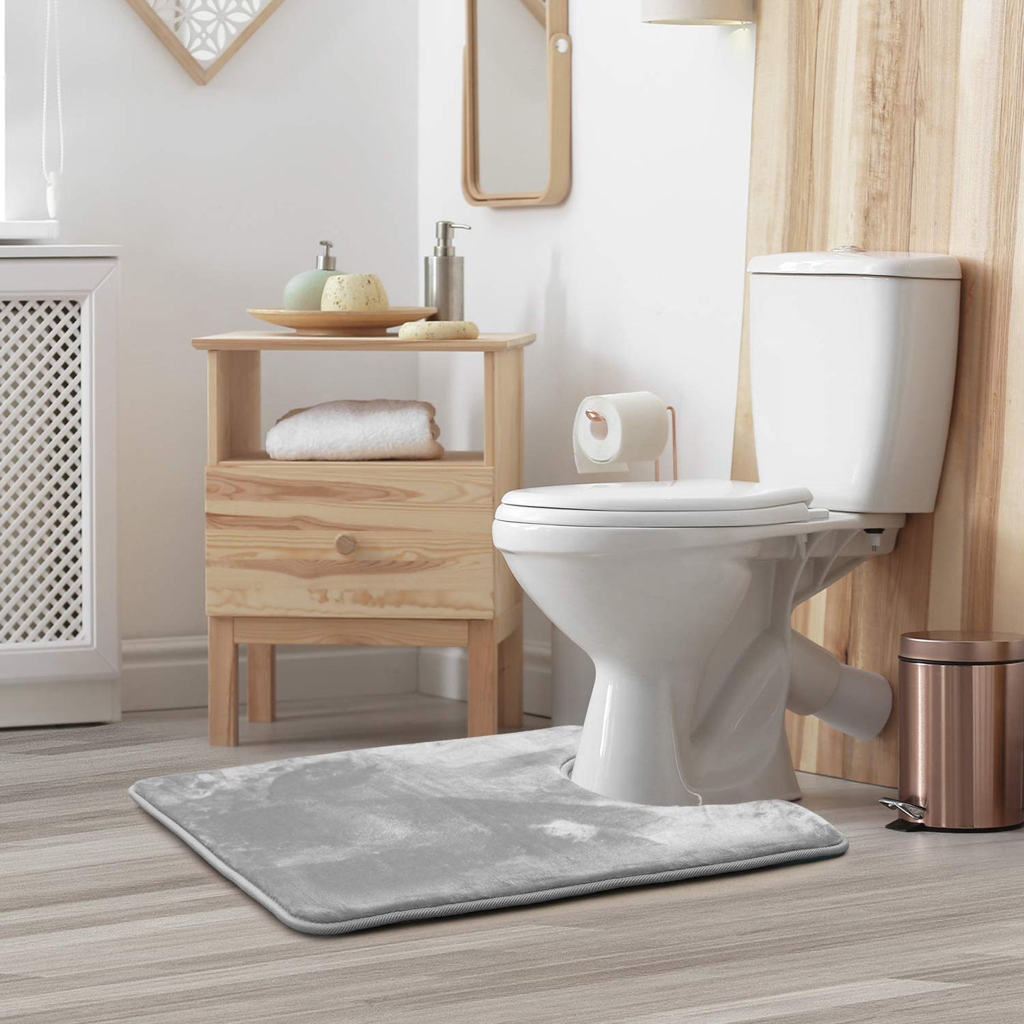 Clara Clark Bathroom Contour Rug, Ultra Soft Non Slip and Cozy, Velvet Memory Foam Toilet U-Shaped Bath Mat