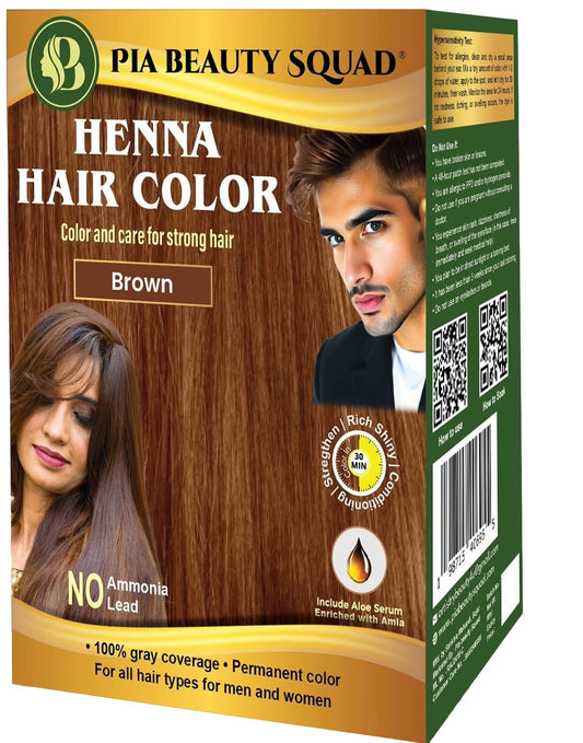 PIA Beauty Henna Hair Color Kit - Black - 30 Minute Ayurvedic Hair Dye with Serum - 100% Grey Coverage |Color mix+ Shine Serum | For Men & Women